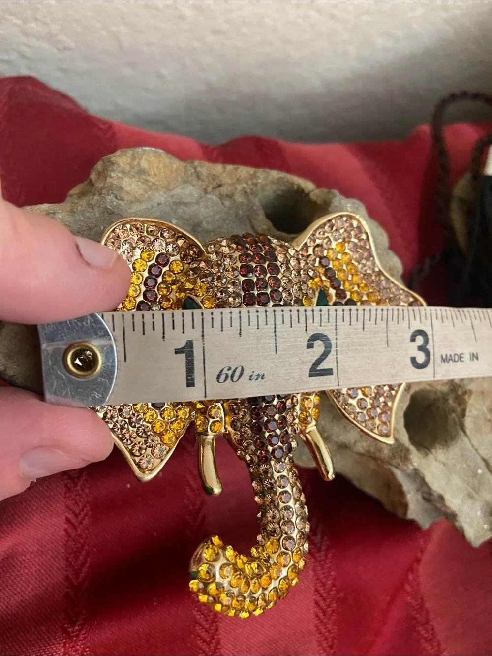NEW Trunks Up Elephant Rhinestoned Broach